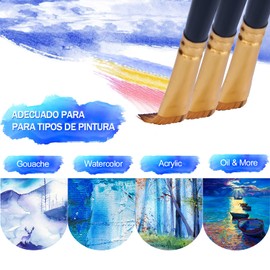 TECHVIDA16 PCS Juego de Cepillos de Pintura Acrílica, Cepillos de Pintura Práctico Juego de 13 Pinceles de Nylon para el Cabello, Pincel para Pinta el Color Del Agua con Bolsa de Lona, Incluye Cuchillo de Paleta y Esponjas