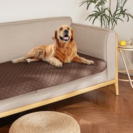 NICETOWN Waterproof Dog Bed Cover Pet Blanket with Anti-Slip Back for Furniture Bed Couch Cat Blanket Mat for Loveseat Sofa Recliner L-Shape Sofa, 30" W x 70" L, Chocolate/Sand, 1 Piece