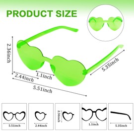 Semato 2 Pcs Neon Green Heart Shaped Sunglasses