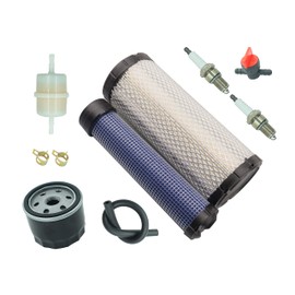 11013-7044 Air Filter & 11013-7045 Inner & Outer Air Filter Element Cleaners For Kawasaki FX651V FX691V FX730V FX751V FX801V FX850V FX1000V 4 Cycle Engien Lawn Mower Including 49065-7007 Oil Filter