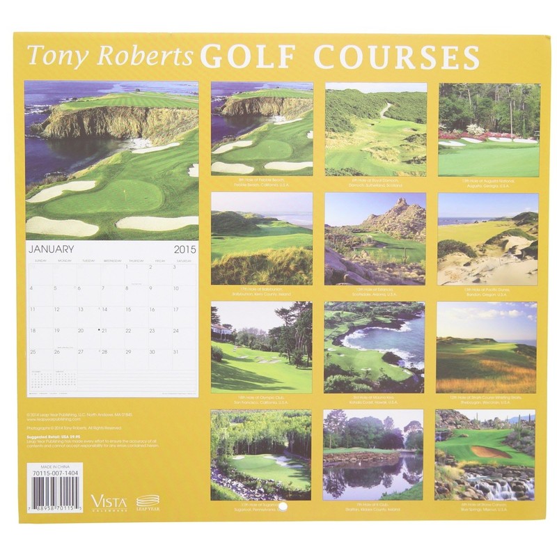 2015 Golf Courses 12x11 Vista Wall Calendar