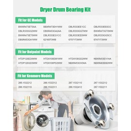 WE25X205 WE25M40 Dryer Drum Bearing Replacemnt Kit Fit for GE Hotpoint, Include WE12M29 Drum Drive Belt WE1M333 Drum Bearing Slide