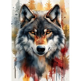 Lxmsja Wolf Head Diamond Painting Kits for Adults, DIY 5D Forest Diamond Art Kits for Beginners, Full Drill Peinture Diamant Arts and Crafts for Adults, Home Wall Decor 12x16 inch