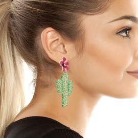 Betsey Johnson Womens Cactus Drop Earrings