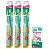 GUM(ガム) プラス 歯ブラシ#066 [3列超コンパクト ふつう 極細毛] 3本パック+おまけ付き まとめ買い ※色は選べません