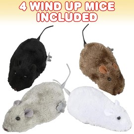 ArtCreativity Juguetes de ratón con Cuerda, Juego de 4, Juguetes clásicos de Broma para niños en 4 Colores, Regalos de Fiesta de Animales para niños