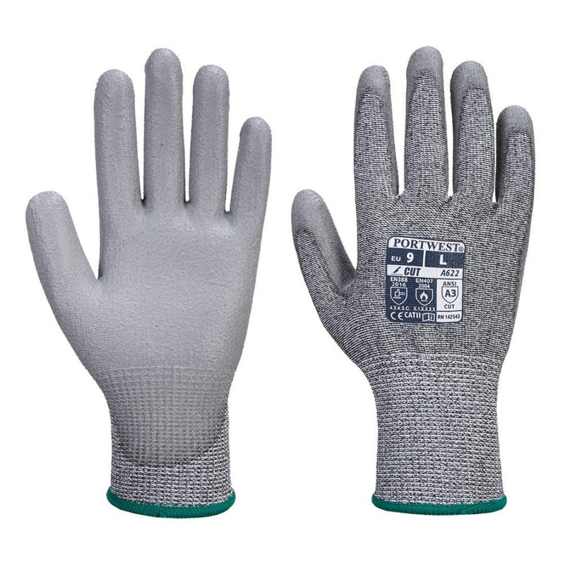 Portwest A622 Cut Resistant MR PU Palm Glove Grey, Large