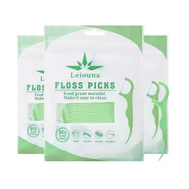 Leiouna Dental Floss Picks 300 Count,Tooth Picks Thread Flossers Easy Grip Handle for Adults kids Teeth Cleaning, Unflavored Toothpick Stick Soft,Tight Spaces Cleaning (300)
