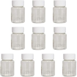 10 Pieces Clear 15ml Empty Plastic Pill Bottles Solid Powder Container Plastic Round Solid Powder Container Reagent Storage Bottle with White Screw Cap, Transparent Medication Aids
