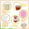 Whaline 60Pcs Easter Disposable Plastic Cups with Lids and Straws