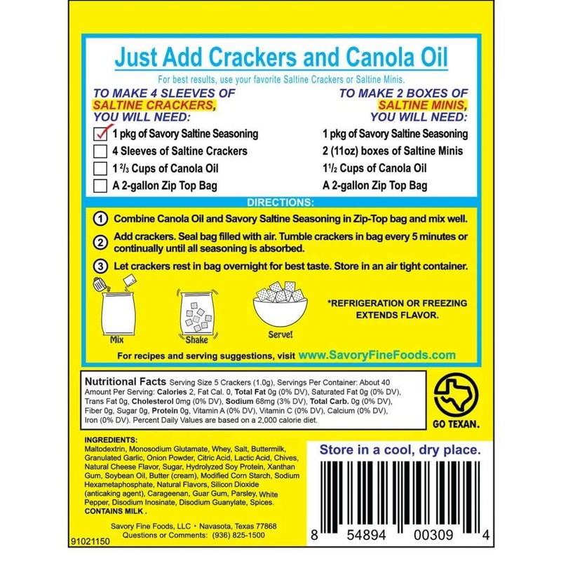 Savory Saltine Seasoning, 1.4 Ounce, Light Salt, 2 Pack