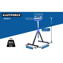 KASTFORCE Heavy-Duty Roller Stand with 2 Inch Roller 300 Lbs 136 kg Capacity, Adjustable Miter Saw Extension, Folds Flat for Easy Storage, Galvanized 2 Inch 50mm Stainless Steel Roller KF3011