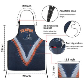 Football Fan Aprons for Men Women with 2 Pockets Cooking Kitchen Aprons, Funny Apron Gifts for Dad, Father