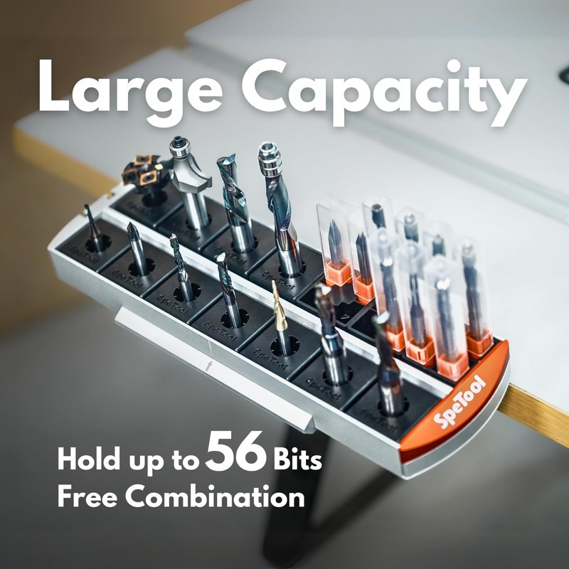 SpeTool Router Bit Storage Rack, Versatile 14 Bit Bases for