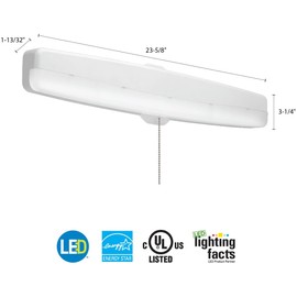 Lithonia Lighting FMMCL 24 840 S1 M4 LED Flush Mount Closet Light with Pull Chain, White, 24"