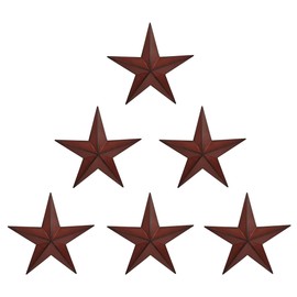 JoyEvy 6"（6pieces Red Black Barn Star Texas Stars Art-Metal Stars for Outside Rustic Vintage Western Wall Decor Country Home Farmhouse Wall Decorations