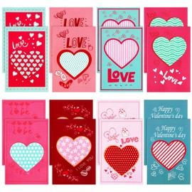 Konsait 24 Pieces Valentine's Day Cards(With Envelopes), 8 Different Happy Valentine's Day Greeting Cards, Love Cards For Her Him Wife Husband Girlfriend Boyfriend Kids Valentines Presents Party Favor