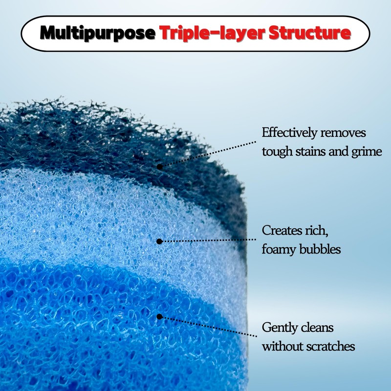 Ohsoborn Multipurpose Dual Sided Triple Layer Kitchen Sponges for Washing