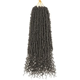 Butterfly Curly Crochet Hair 24 Inch 6 Packs Color Darkest Brown, Bohemian Butterfly Braids with Curly Ends Pre-looped Hair Extensions (6 Packs, 2#)