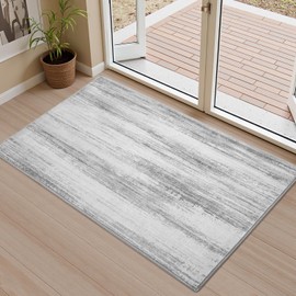 tchdio Abstract Area Rugs for Entryway - 2x3 Washable Rugs Non Slip, Small Modern Abstract Carpet Ultra Soft Doormat, Low Pile Rugs for Entrance Indoor Front Door Mat Grey