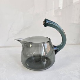 Magnetic Glass Tea Pot Parts Accessories, Heat Resistant Tea Set, Lazy Kungfu Drip Teapot, Suitable for Magnetic Water Flow Glass Teapot (Smoky Grey Handle Gong Cup)