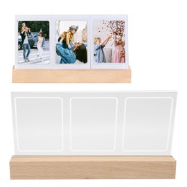 Instant Photo Frames, Mini Acrylic Night Light Desktop Picture Frame Display 3 Photos, Gift Photo Frames Clear Transparent for 3 Inch Instant Camera Films
