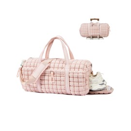 CLUCI Quilted Duffel Bag for Women, Large Puffer Duffle Weekender Bag with Shoe Compartment, Overnight Carry On Bag Workout for Airplane, Sports