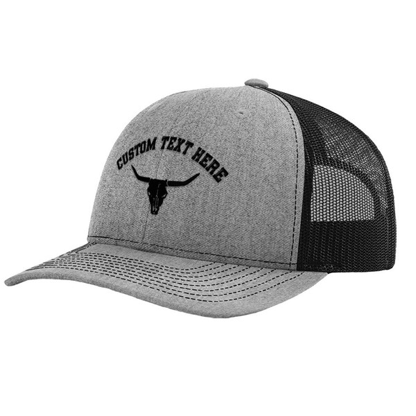 Custom Richardson Trucker Hat Cow Skull A Embroidery Polyester Baseball
