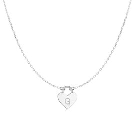 MARLION JEWELS Kette für damen Zartes Herz mit Initialen.. Halskette aus vergoldetem/versilbertem Chirurgenstahl ideal als Geschenk. Schmuck Damen (Versilberung, A)