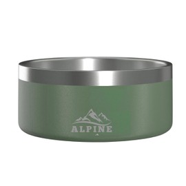 ALPINE Set of 2 Stainless Steel Dog Bowls, Non Slip, Metal Pet Bowl for Food and Water, Double Walled Insulated, Rustproof, Dishwasher Safe (32 oz, Hunter Green)