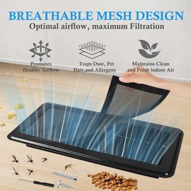 Magnetic Vent Cover 4 Pack, Floor Vent Covers for 4"x 10" Air Vent Mesh Covers, Vent Screen Covers for Home Wall Ceiling Floor, Magnetic Floor Register Mesh Catches Debris Hair Insect Vent Filters