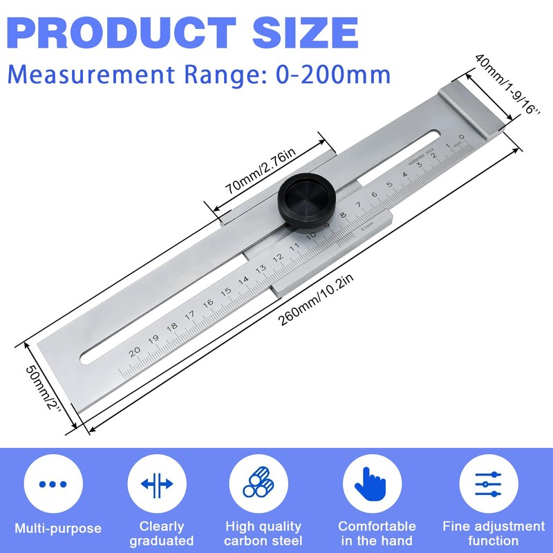 Precision Marking Gauge 200 mm, Marking Tool Metal, Marking Gauge