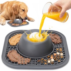 Lick Mat - Cuencos de alimentación lenta para perros con bola rodante para golosinas líquidas y gruesas, juguete antideslizante de 5/6 tazas para perr