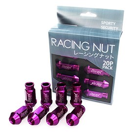 Wheel Nuts Racing Nuts Set of 20 Durax M12 x P1.25 Long Penetration Type, Purple, BBP125ML