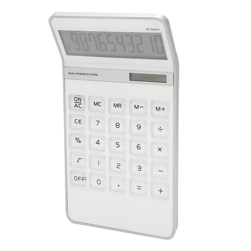 Calculator Solar Battery Powered Transparent Large Keys LCD Display Office