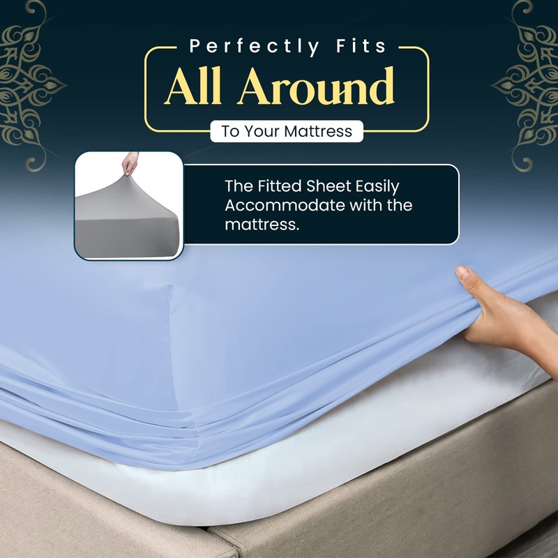 Sunshine Comforts Microfiber Fitted Sheets King Size Breathable, Anti Wrinkle