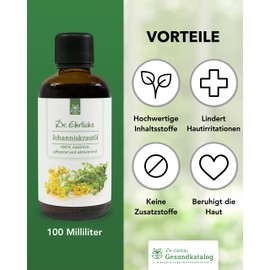 Dr. Ehrlichs Gesundkatalog St. John's Wort Oil - Natural Pure Care Oil for Wounds and Scars - Natural Skin Care Oil - Skin Oil - Red Oil - 100 ml