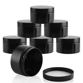 Entjor 24 Pack 4 Oz Plastic Containers with black Lids, Empty BPA Free and Refillable Cosmetic Jars Travel Containers for Creams, Lotion, Bath Salts, Sugar Scrub, Slime, Lip Scrub, Makeup