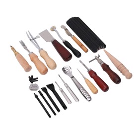 Trimming Shop 27 pieces leather craft hand tool set, leather sewing tools, DIY leather hand sewing tool kit, leather cutting tools for sewing leather and leather crafts