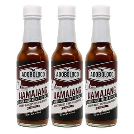 Hamajang Smoked Ghost Pepper Hot Sauce - First We Feast, Hot Ones, Season 5, Adoboloco Hot Sauce - Very Hot - 3, 5.6oz Bottles