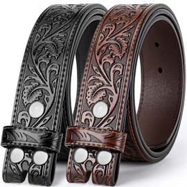 BELTROAD 2 Pack Western Leather Belt Strap for Men Women Cowboy Cowgirl Leather Mens Belts for Jeans Men's Birthday Gifts Belt without Buckle