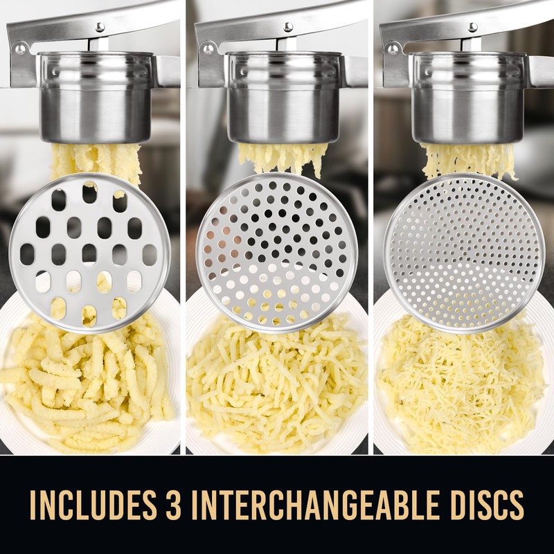 Potato Ricer, Sopito 15oz Stainless Steel Potato Masher with 3