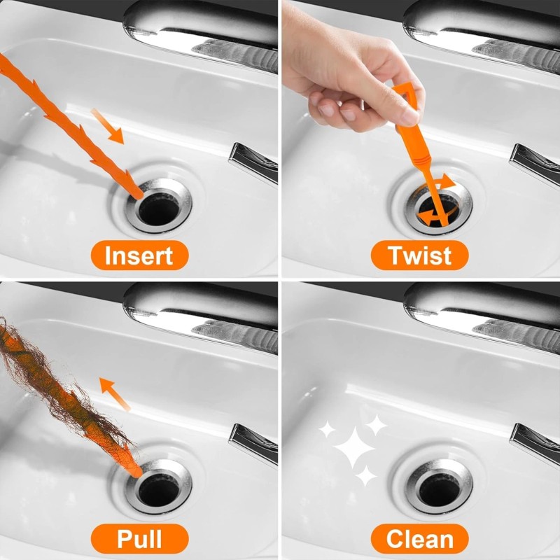 Forlivese 3 Pack 25 Inch Drain Snake,Drain Clog Remover,Sink Snake