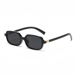 WDZAYXC Klassische Rechteckige Sonnenbrille Retro Schlanke Gläser Vintage Rechteck Sonnenbrille(Schwarz/Grau)
