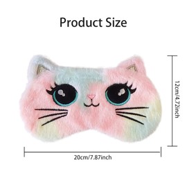 KANOA Cute Animal Sleeping Mask Soft Plush Blindfold Cute Rabbit Panda Koala Eye Cover Eyeshade for Kids Teens Girls Women (Big Eyes Cat)