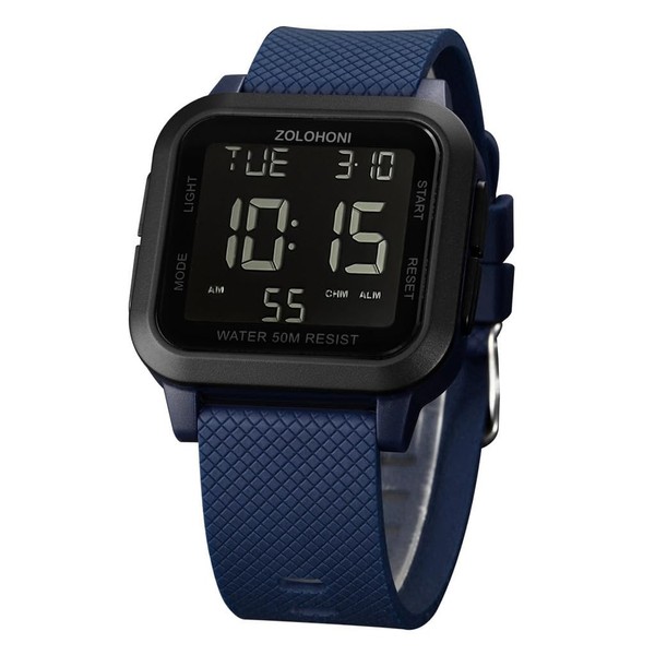 zolohoni Square Men's Digital Watch Big Numbers Dial Large Face