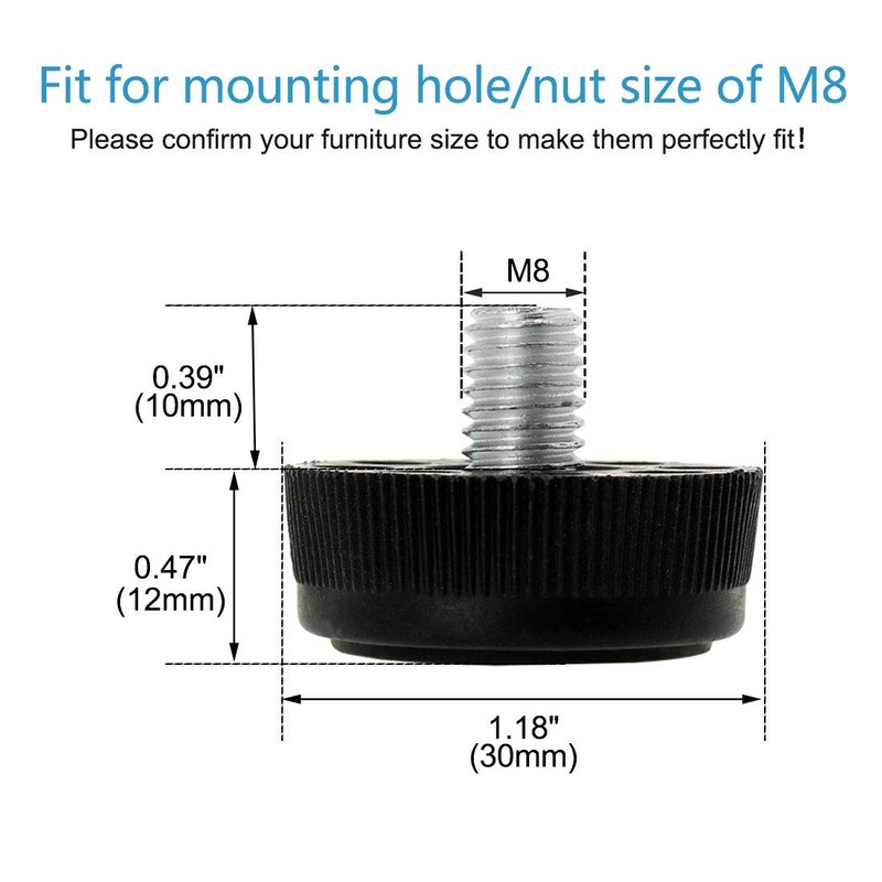 sourcing map Set of 8 Adjustable Levelling Feet M8 x