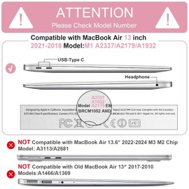 B BELK Compatible with MacBook Air 13 inch Case 2022 2021 2020 2019 2018 M1 A2337 A2179 A1932 Touch ID Retina Display, Plastic Hard Shell Case + 2 Keyboard Cover + Screen Protector, Shiny Pearl