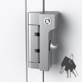 AST Home Security Door Reinforcement Lock, 2 Pack, Keyed Alike, Indoor Use, Childproof Door Lock, Toddler Proof Latch, Kidproof Door Stopper with Cylinder and Snib, Made of Zinc Alloy (Matte Silver)