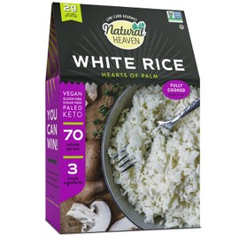 Natural Heaven Rice, Hearts of Palm White Rice, Gluten Free, Vegan, Low Carb Rice for a Keto Snack or Healthy Food Meal, 9 Oz